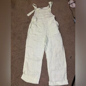 🍃🌼RARE Flax Linen Overalls Jumpsuit in Green/ Yellow
